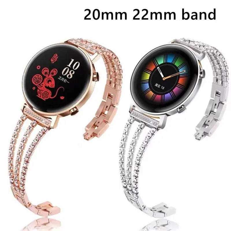 

Design luxury Strap for Samsung Galaxy Watch 6 4 Classic 5 pro Active 2 20mm 22mm Diamond link Bracelet huawei gt 2-3 gt2 band