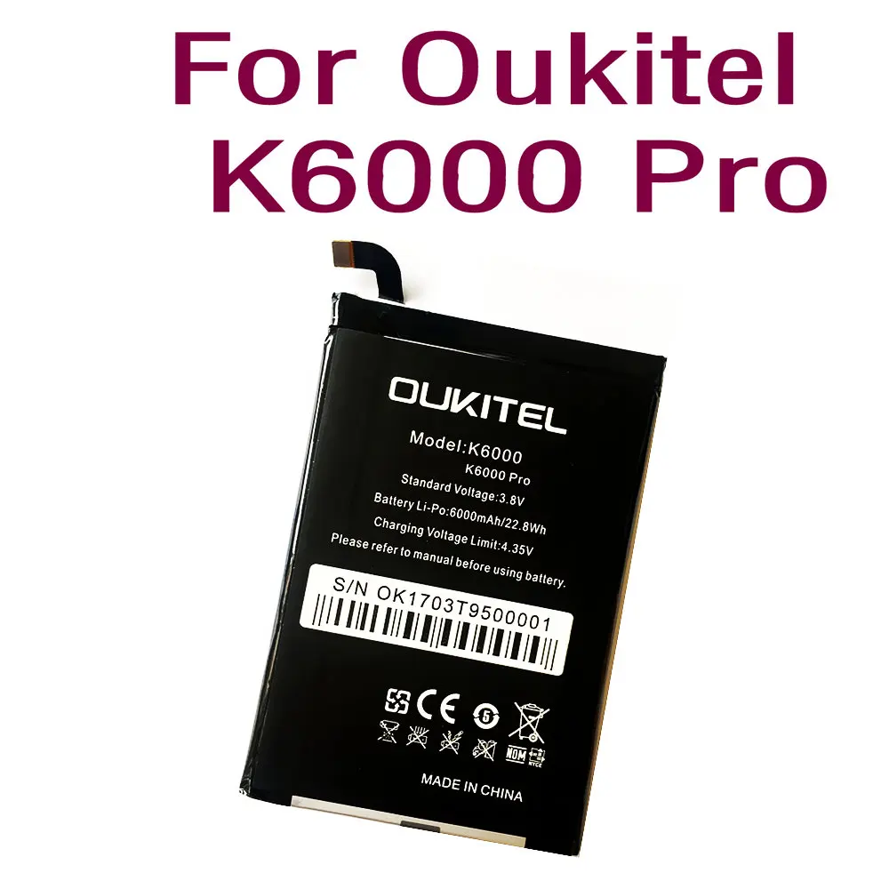 Large Capacity  Li-ion High quality Replacement Battery Authentic for OUKITEL K6000 plus K6000 Pro mobile phone