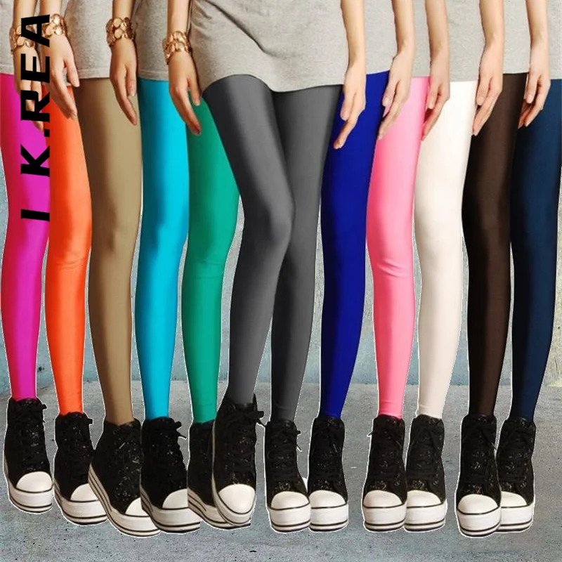 

Женские эластичные Леггинсы I K.Rea, однотонные яркие неоновые леггинсы для девушек и женщин, одежда для девушек, Новинка осени 2023