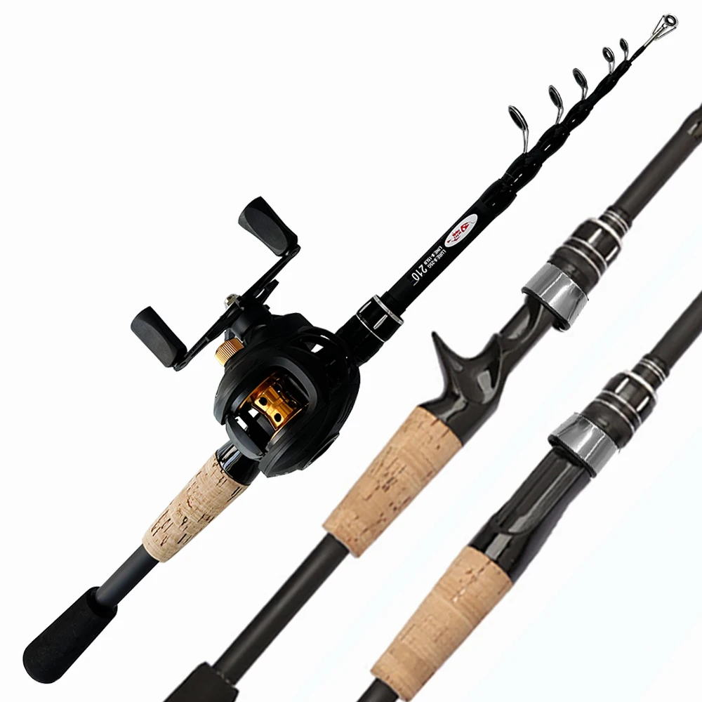 

Baitcasting Spinning/Casting Fishing Rod and Reel Combo Top Quality Carbon Fiber Pole Telescopic 19+1BB Reels Set 1.5m-2.4m