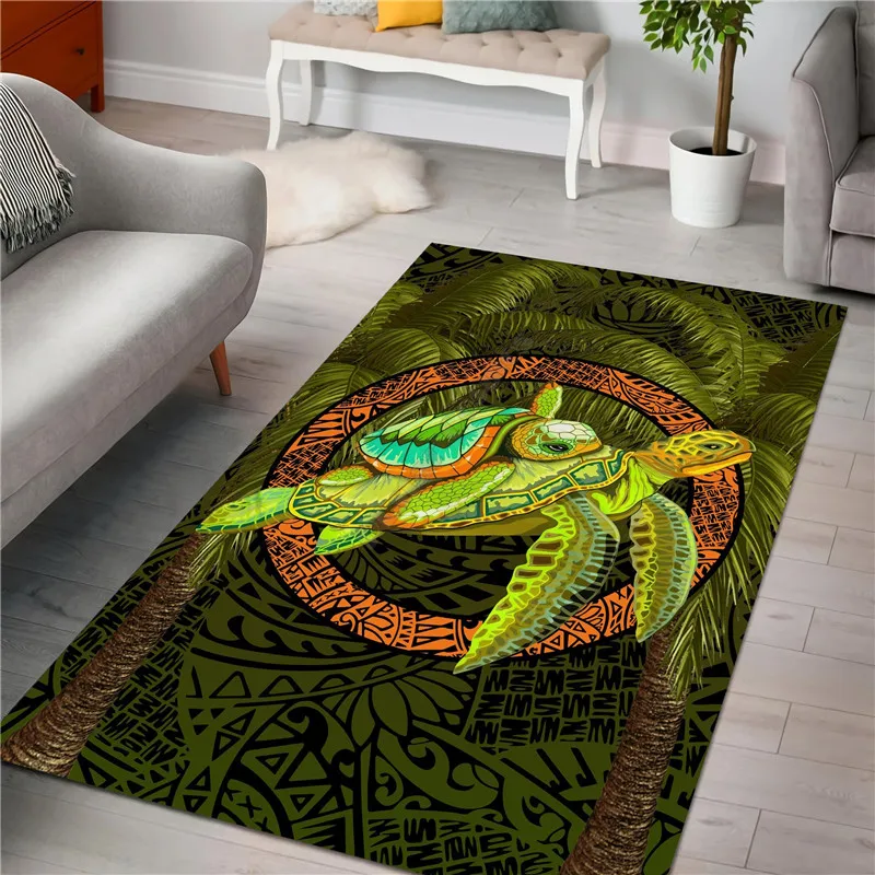

Premium Turtle Palm Tree Area Rug 3D All Over Printed Non-slip Mat Dining Room Living Room Soft Bedroom Carpet 06