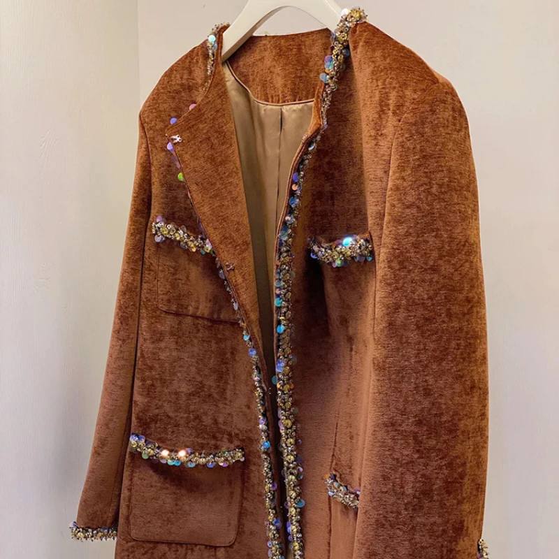 Осень/зима винтажный комплект премиум-класса Heavy Industry с бриллиантами и карманами