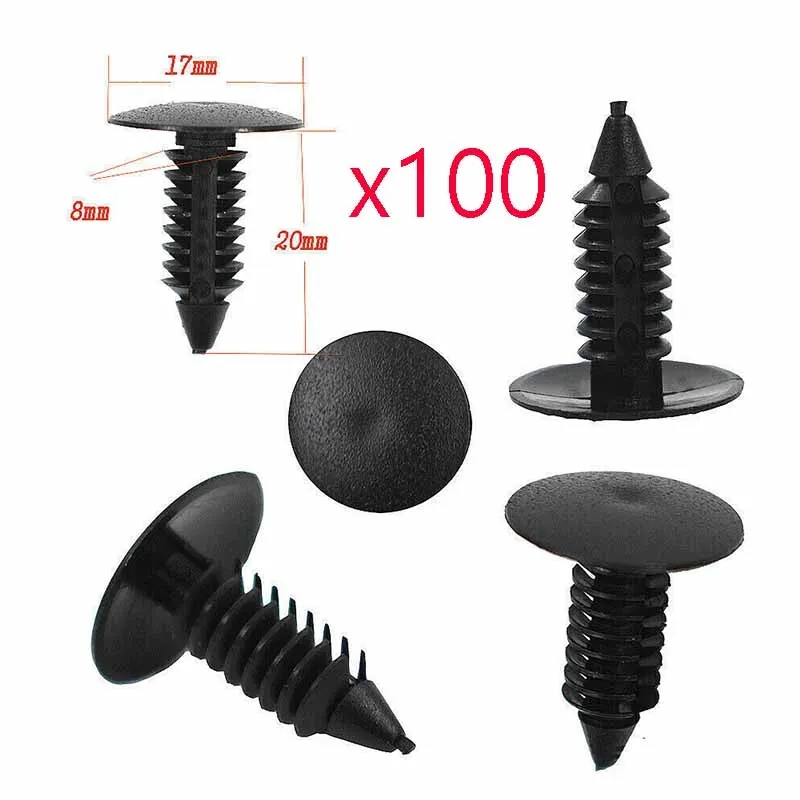 

10/20/50/100 шт., пластиковые автомобильные клипсы 8 мм