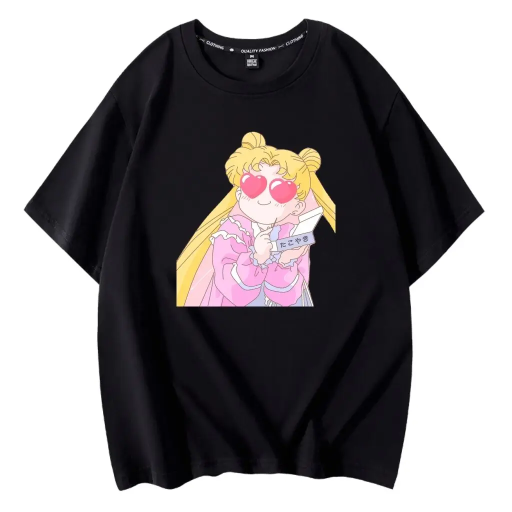 

Original Sailor Moon Kawaii Cartoon Anime Women Summer Cotton T-shirt Oversize Graphic Top Girl T Shirts