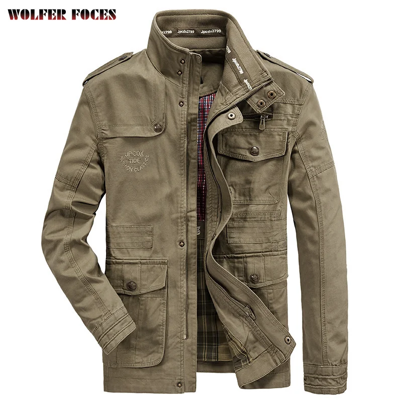 

2022 Autumn Winter Jacket Men Bigsize Business Casual Cargo Military Multi-pocket Mens Jackets Bomber Tactical Camping Clothing