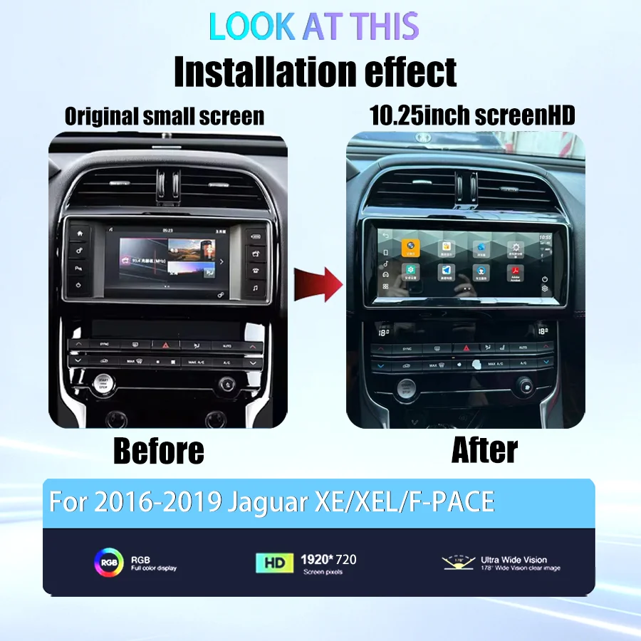 Фото 10.25-дюймовый мультимедийный проигрыватель Android 13 с GPS-радио для Jaguar XE/XEL/F-PACE X760 X761, беспроводной Carplay и Auto, оригинальное меню OEM №2