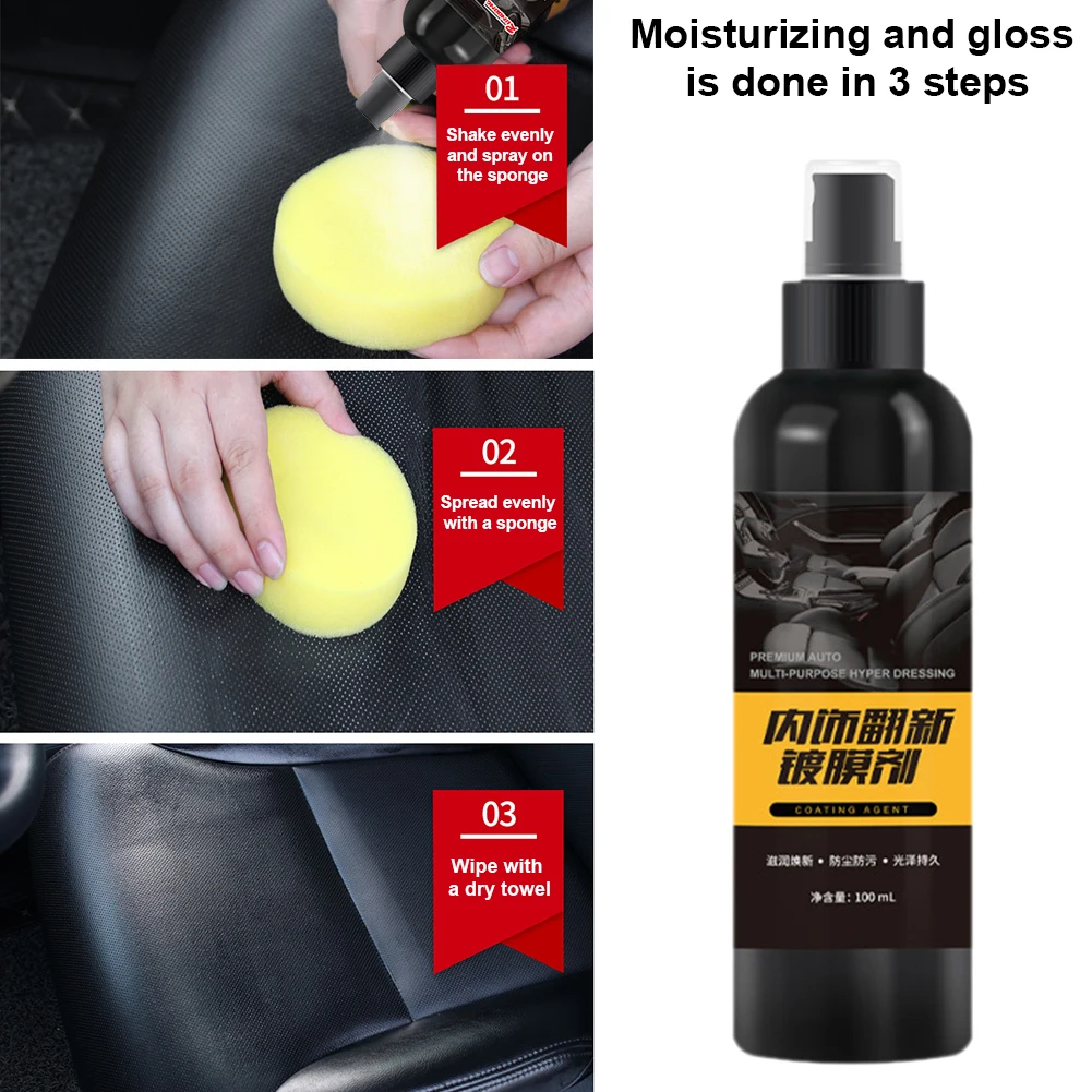 

100ML Car Plastic Parts Retreading Agent Car Interior Leather Seat Maintenance Care Agent Restorer For Car Cleaning Maintenance