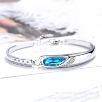 luxury jewelry ladies s 925 sterling silver bangles crystal bracelet fashion simple valentines day gift for girlfriend