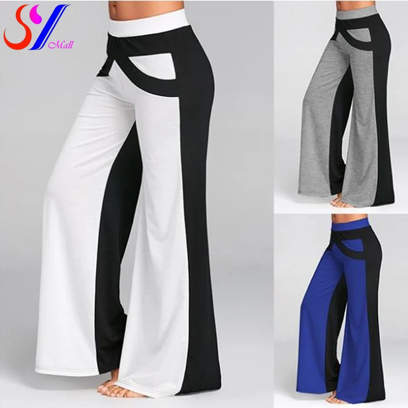

SY Sport Pants Women Fitness Gym Running Pants Loose Yoga Ladies Colorblock Female Breathable Flexible Long Pants Patchwork