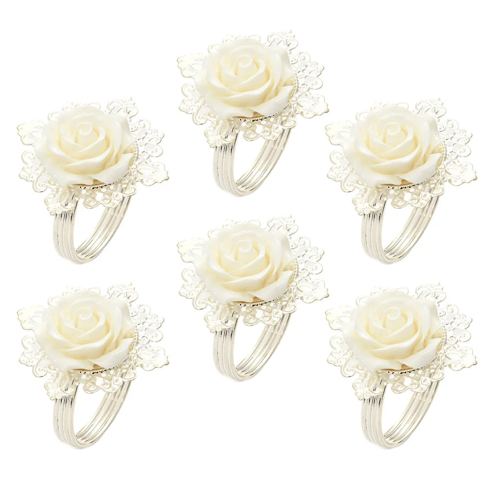 

6 шт. изысканные пряжки для салфеток в форме розы кольца для салфеток романтические тематические пряжки для салфеток