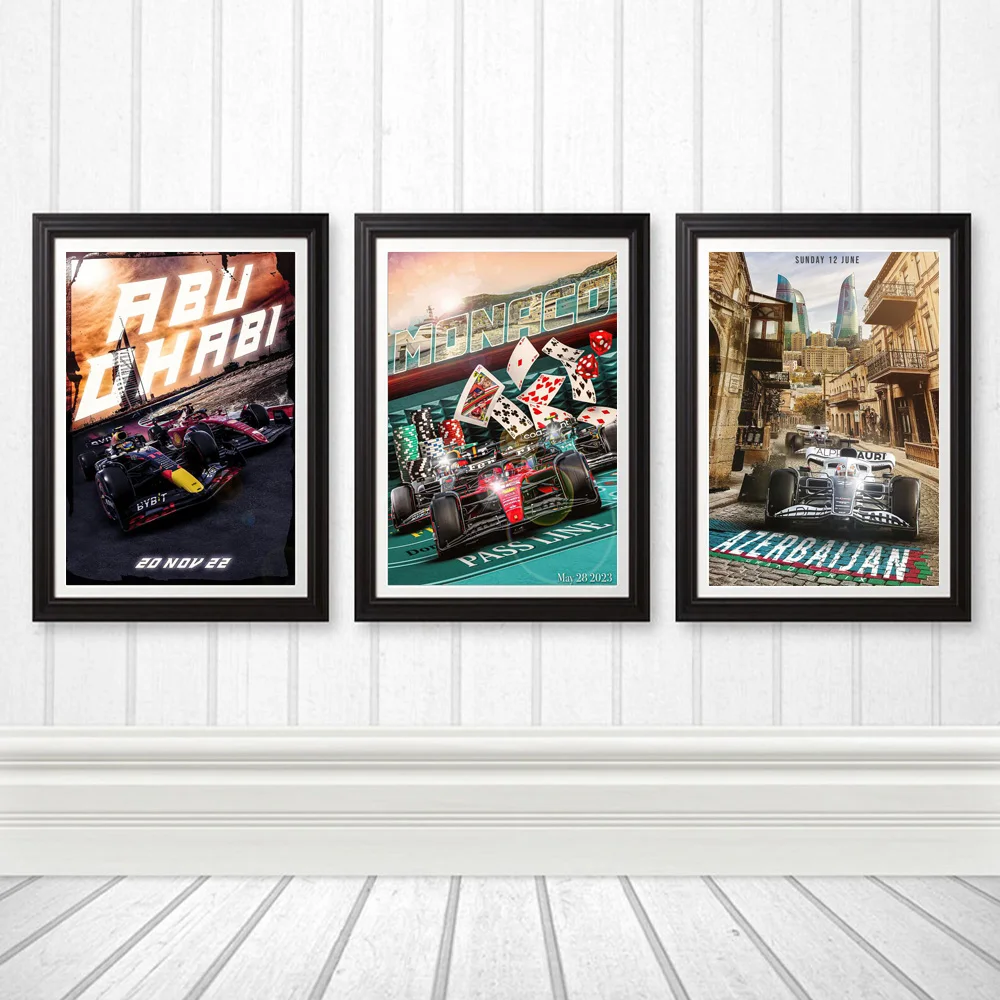 

Плакаты и принты Монако Grand Prix 2023 F1, рисунок на холсте «Формула один» гоночного автомобиля, картина на стену для гостиной