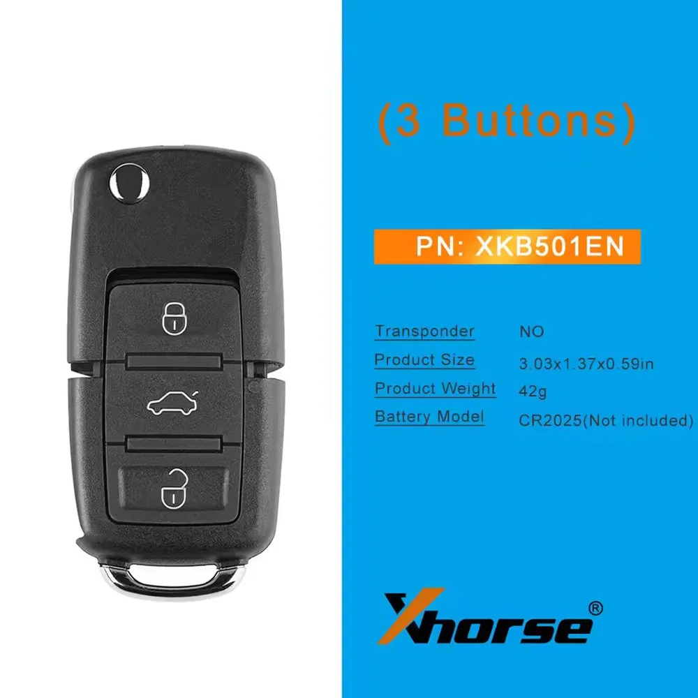 5 шт./лот Xhorse XKB501EN проводной универсальный дистанционный ключ для Volkswagen B5 Type 3