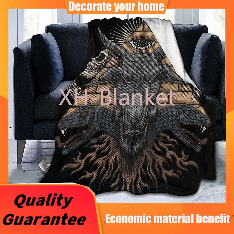 

Baphomet Goat Head Devil Sigil Snakes Head Skulls Pyramid Flannel Fluffy Full Fleece Throw Blanket Queen King Size Comforter