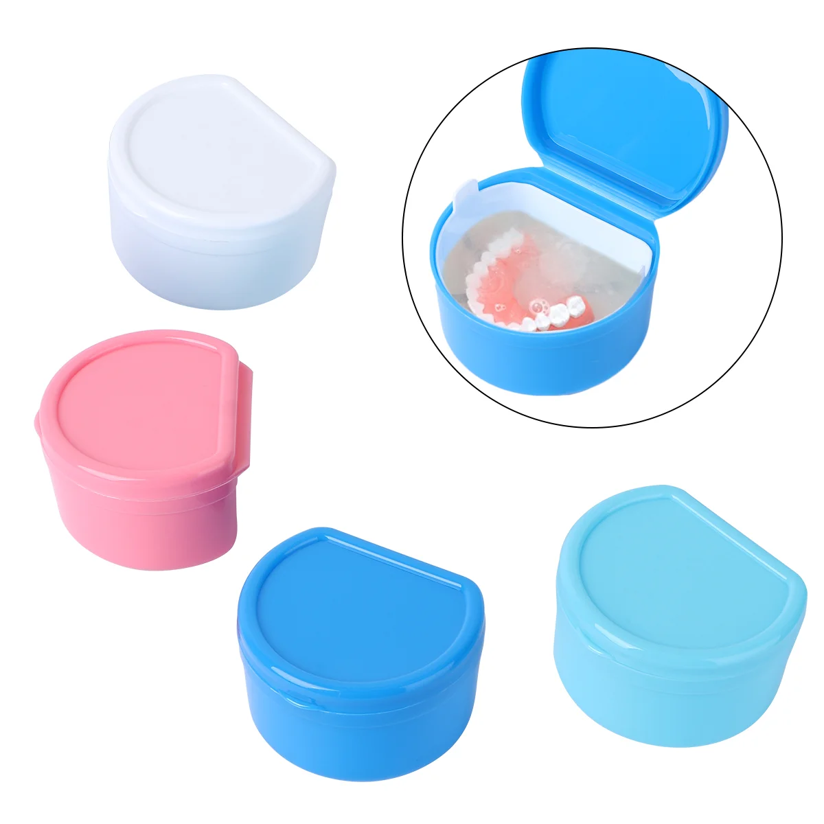 

Denture Case Cup Retainer Box Holderlid Cleaner Dentures Brush Bath Organizer Storage