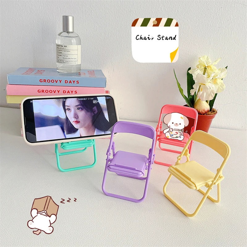 

Креативная Настольная мини-подставка для стула, регулируемая цветная подставка для телефона макарон, Универсальный складной декоративный ...