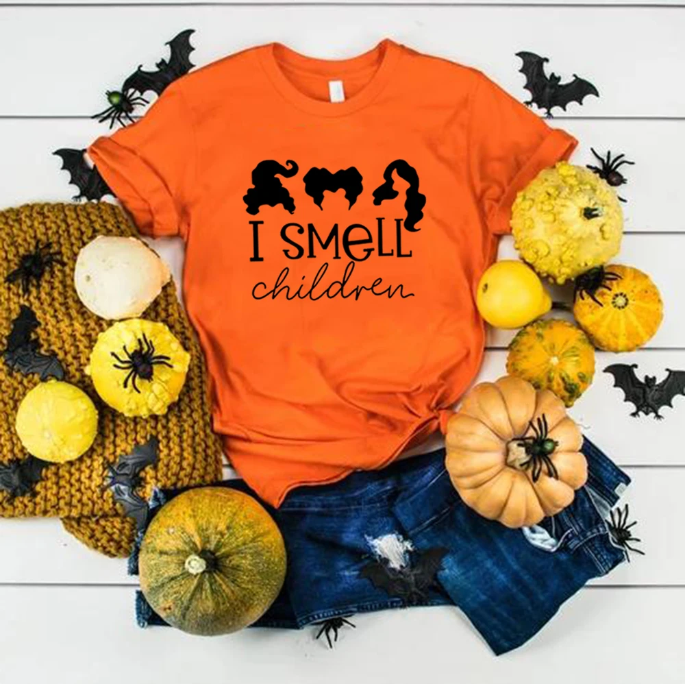

I Smell Children T Shirt Hocus Shirts Halloween Tee Women Tshirt Funny Halloween Shirt Short Sleeve Fall T Shirts Streetwear Top