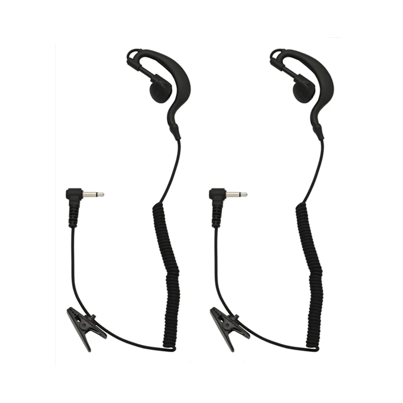 2 pack 3.5mm Police Listen Only G Shape Soft Ear Hook Earpiece for Two-Way Radios,Transceivers and Radio Speaker Mics Jacks