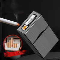 outdoor waterproof cigarette case 20pcs metal windproof tungsten wire lighter cigarette lighter usb rechargeable lighters