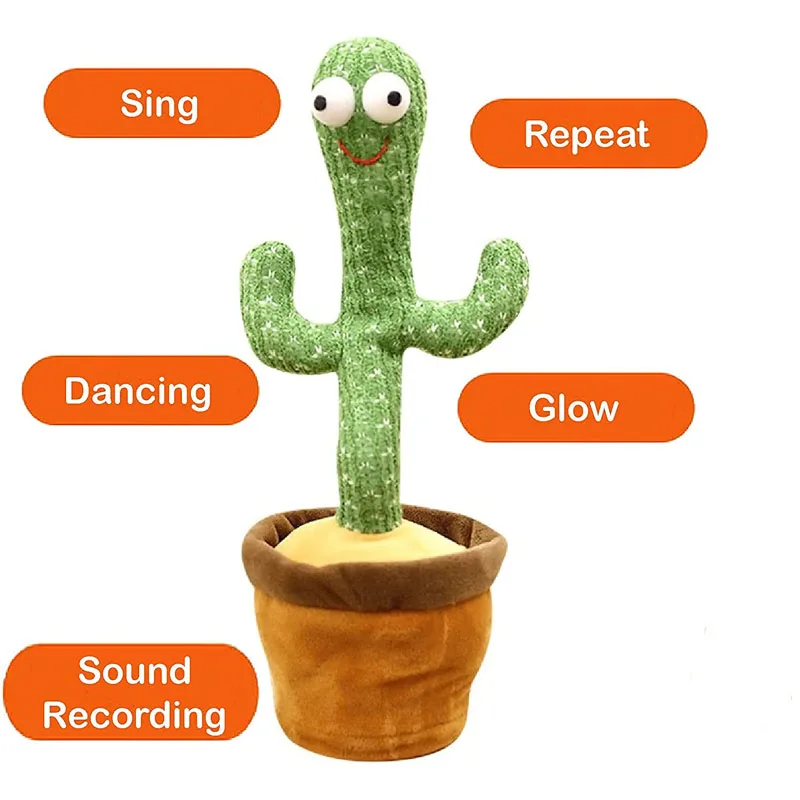 Pаспродажа Популярная кавайная говорящая игрушка Танцующая кукла «кактус» говорящая звуковая запись повторная игрушка кактус игрушки для детей обуч...
