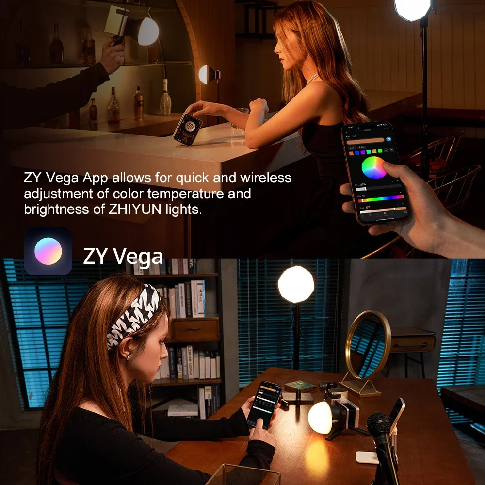 Фото Портативный COB-видеосвет ZHIYUN Molus X60 RGB Pro 60W с двумя рукоятками, управлением через приложение, CRI 95, TLCI 98, 15 сценами, USB-C №4