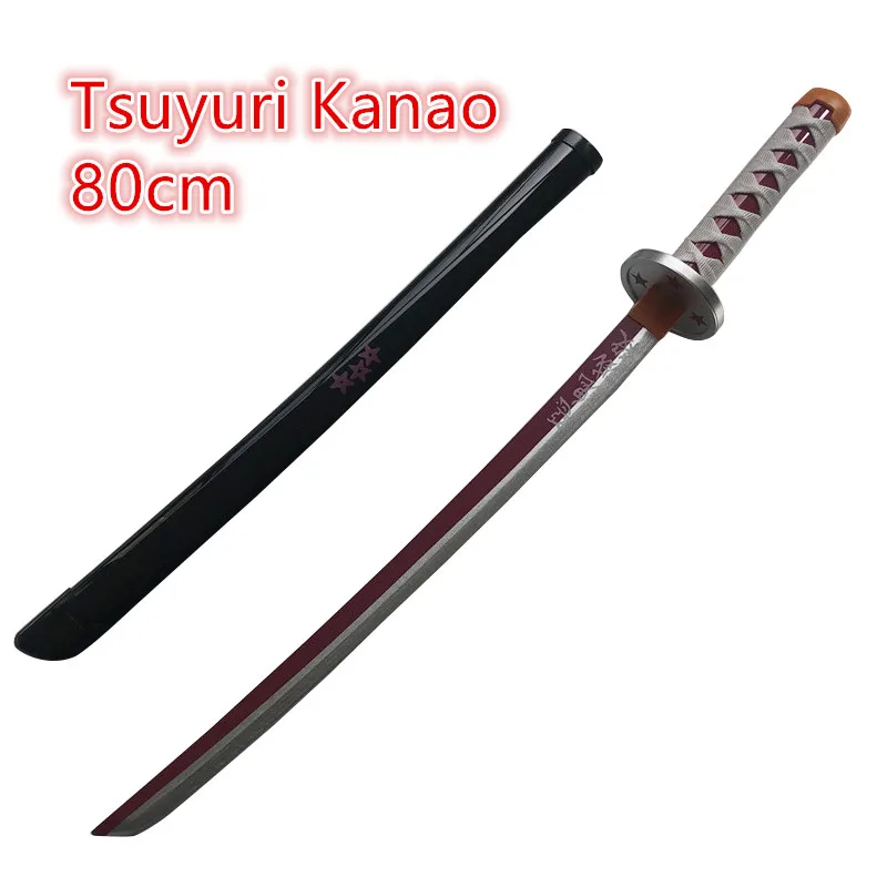 

1:1 Kimetsu no Yaiba Sword Weapon Demon Slayer Tsuyuri Kanawo Cosplay Sword Anime Ninja Knife wood toy 80cm