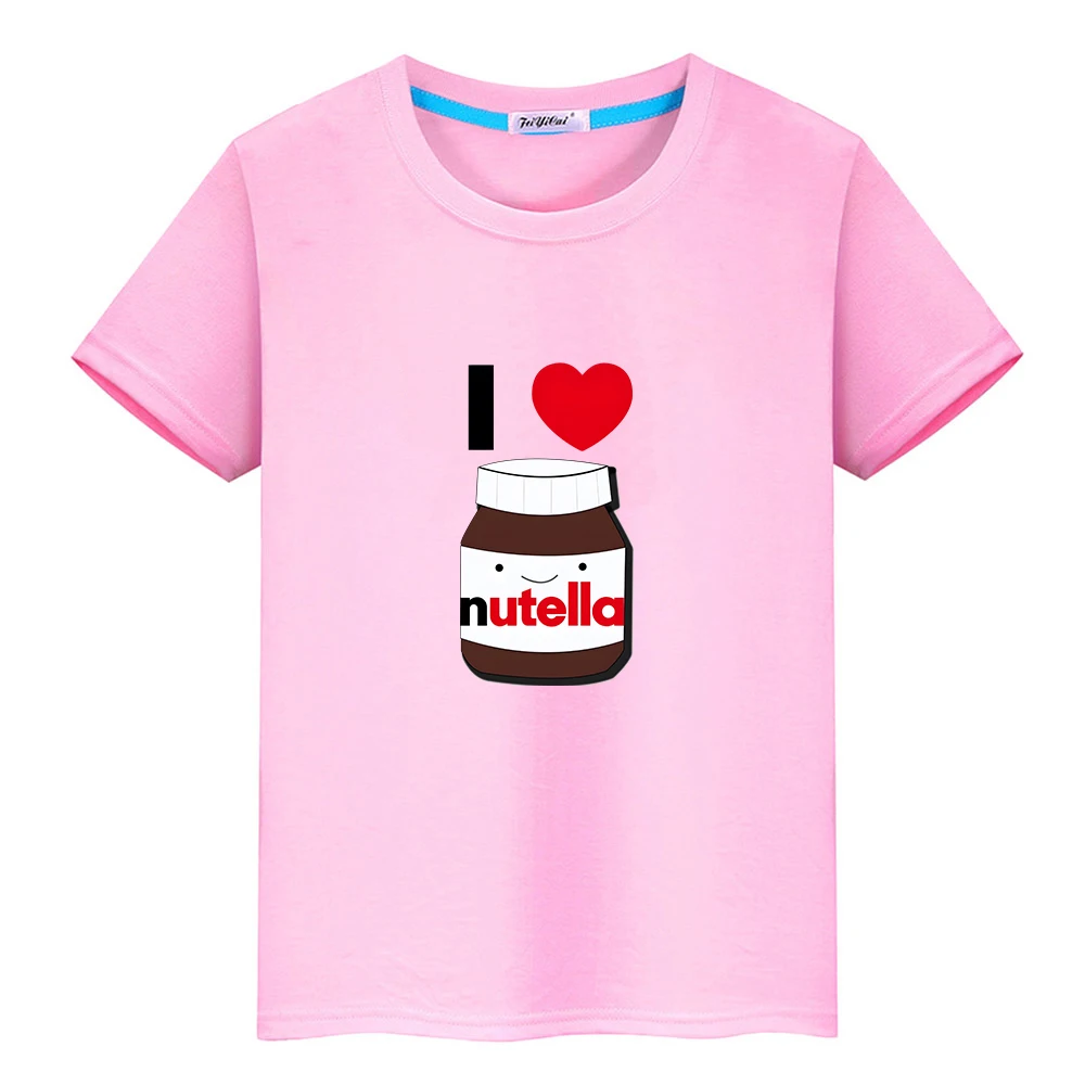 

Футболка I Love Nutella, 100% хлопок, летняя футболка с коротким рукавом, футболки с забавным мультяшным графическим принтом, удобные футболки для м...