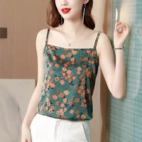 silk tank top satin crop top 2022 summer woman clothes floral top female sexy streetwear womens fashion camis ol tops for women