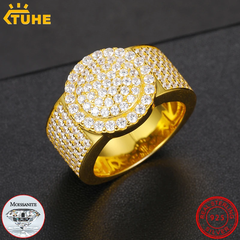 Кольцо TUHE VVS1 мужское круглое из серебра 925 пробы с муассанитом