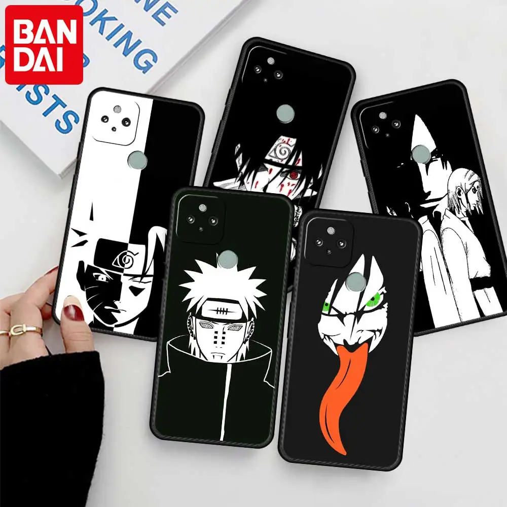 

Phone Case for Google Pixel 4a 5 4 3 XL 5 5a 5G 6 Pro Black Silicone Cover Anime Naruto Black Background Funda Soft Back Coque