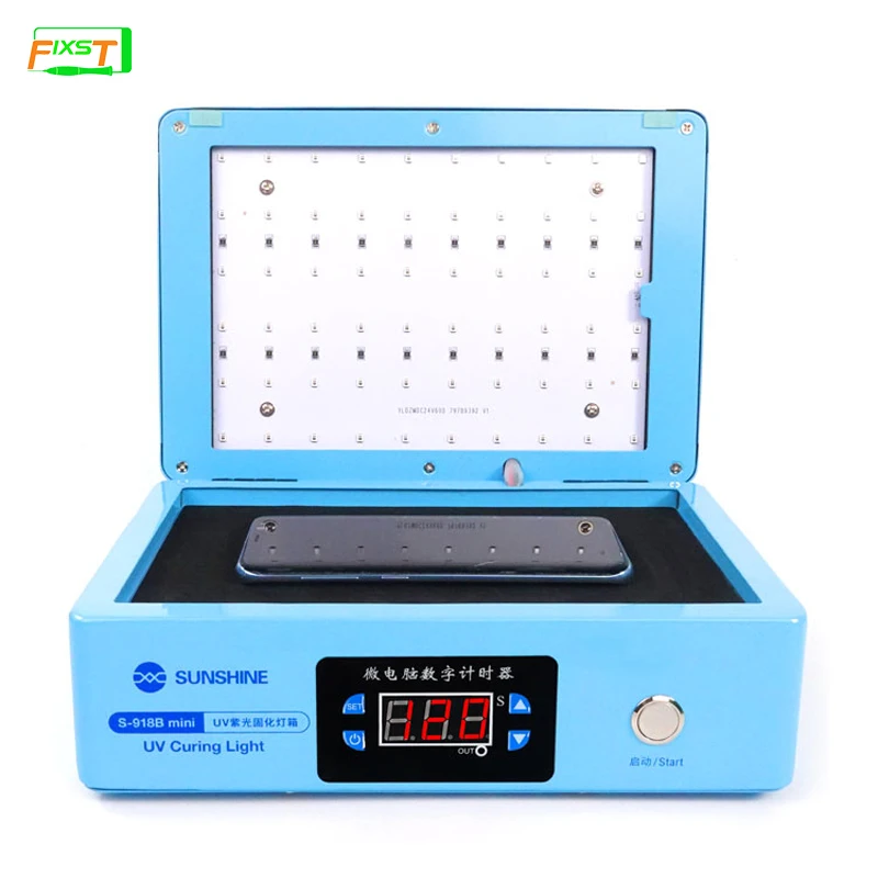 S-918B Mini UV Curing Light Box Accelerated Curing Not Hurt The Eyes Strong Light Efficiency 60 Lamp Beads Buzzer Fast Curing