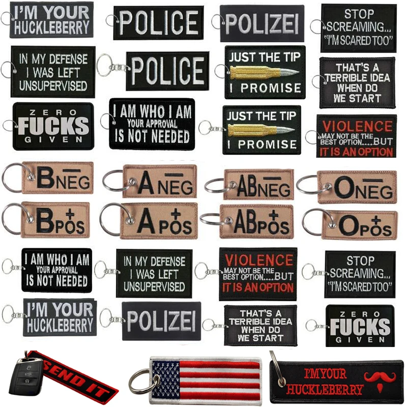 Бейдж кровяного типа вышитая нашивка брелок для ключей бирки тканевый