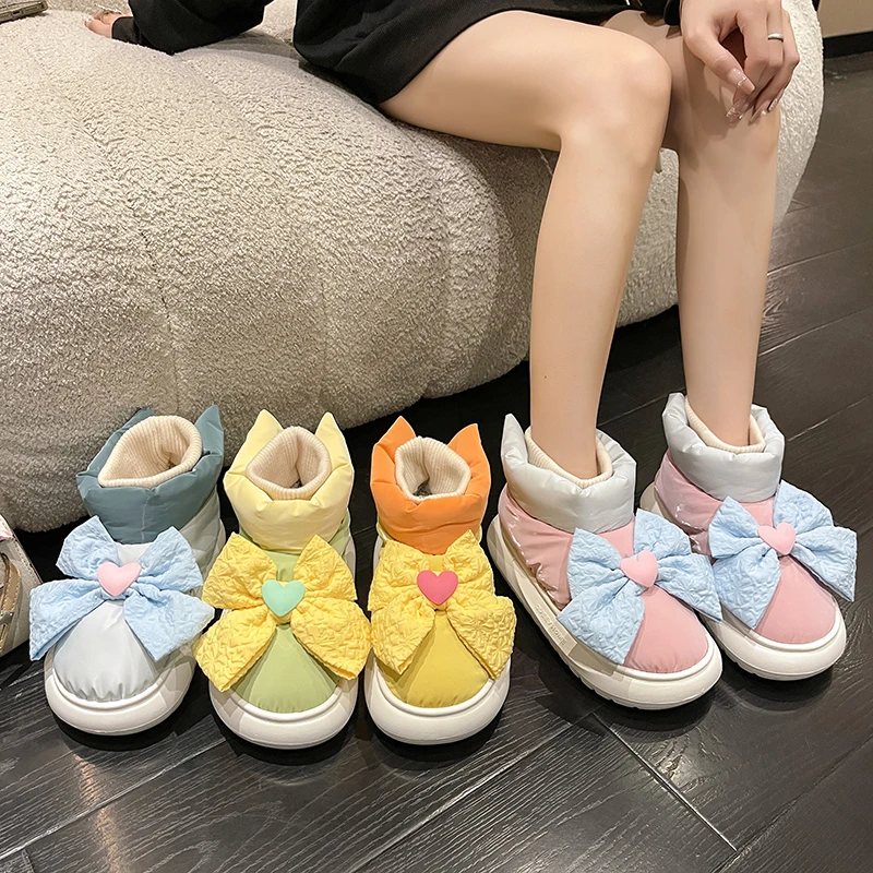 Winter Snow Boots Flat with Ankle Boots for Women Patchwork Colors Botas Femininas White Boot Zapatos De Plataforma Mujer Moda