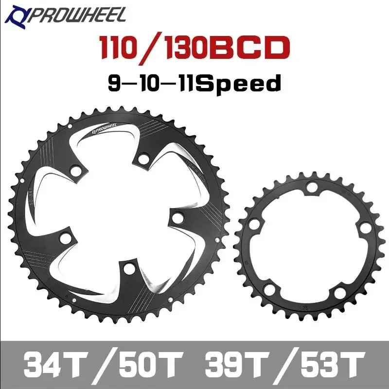 

PROWHEEL 110BCD 130BCD Bicycle Chainring 34T/50T 39T/53T Road Bike Chainwheel 9/10/11 Speed Road Bicycle Chain Ring Bike Part
