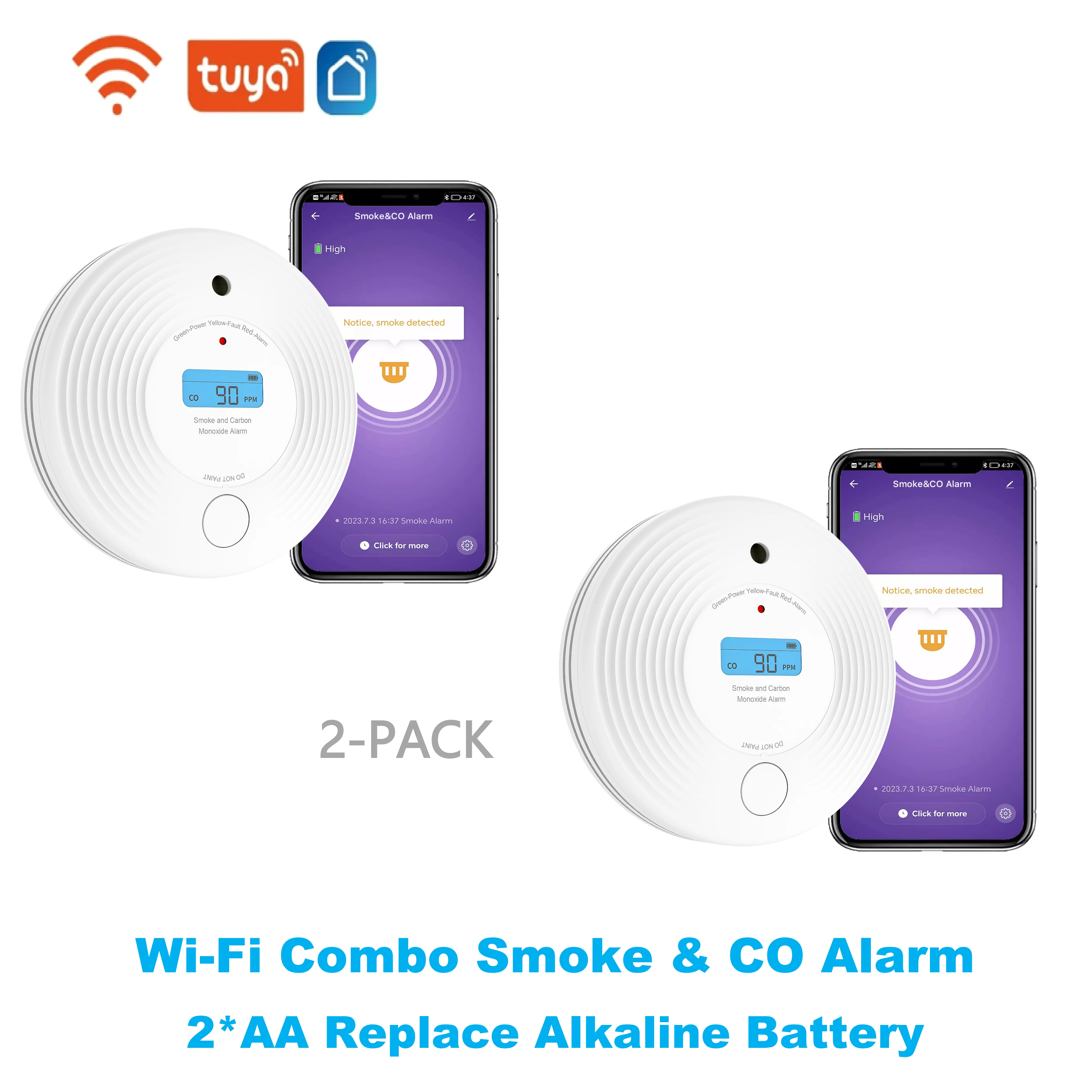 

Детектор дыма и CO TuyaSmart 2-в-1