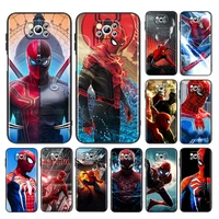 marvel spiderman hero for xiaomi poco m4 x4 x3 pro f3 gt nfc m3 c3 m2 f2 x2 4g 5g silicone tpu black phone case cover coque capa