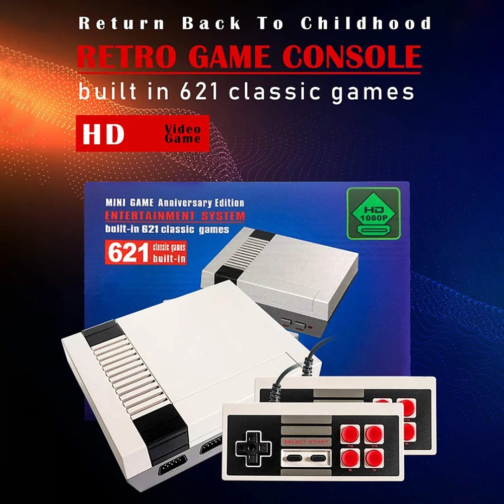 

Retro TV USB Game Console Stick Wireless Controller Build In 621 Classic Video Games Player TV Player HD Machine with 2 Gamepads