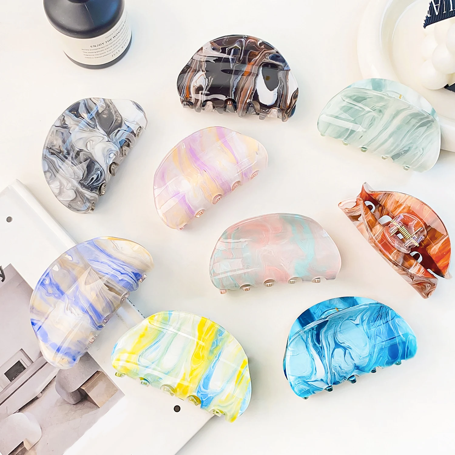 

Заколка для волос женская с большим леопардовым принтом, повседневный зажим для волос в винтажном стиле с ацетатным принтом акулы, модные аксессуары для волос