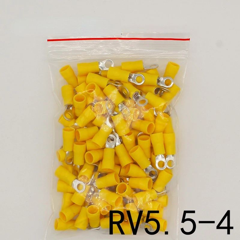 

RV5.5-4 Yellow Ring insulated terminal 100PCS/Pack cable Crimp Terminal suit 4-6mm2 Cable Wire Connector RV5-4 RV