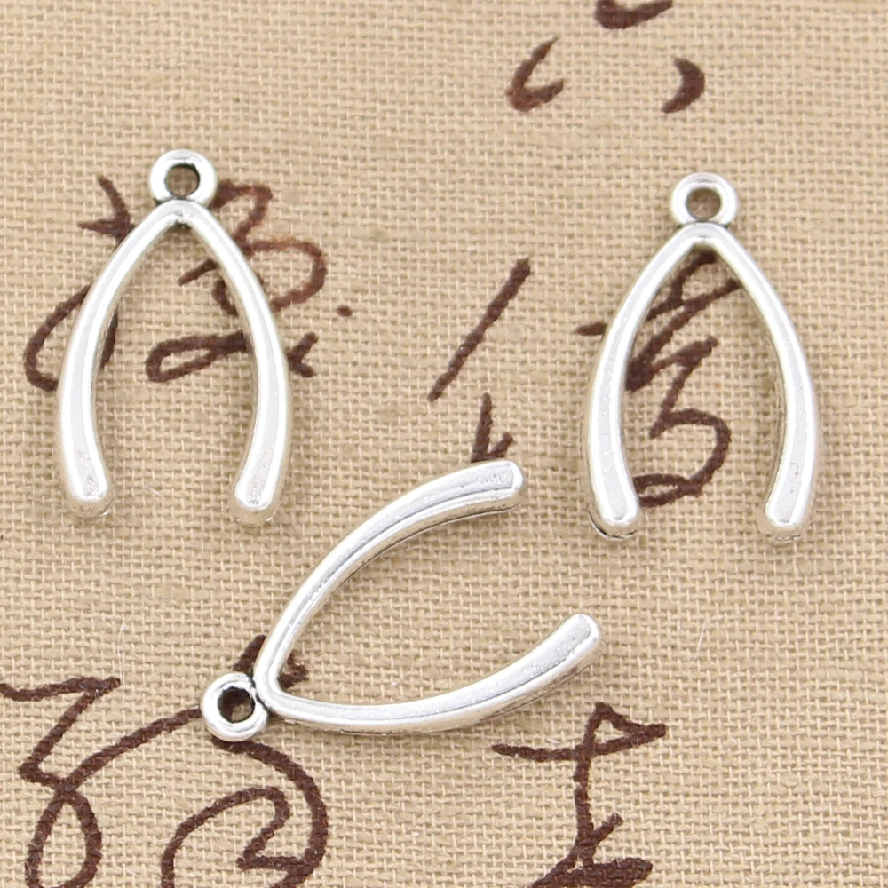 

20pcs Charms Lucky Wish Bone 25x14mm Antique Bronze Silver Color Pendants DIY Crafts Making Findings Handmade Tibetan Jewelry