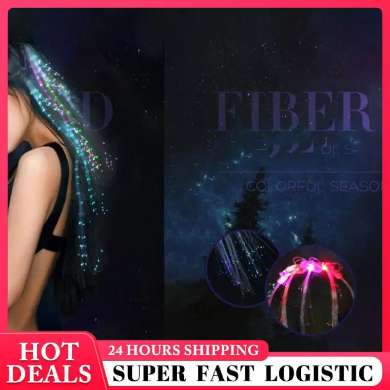 

Colorful LED Light Up Braid Luminous Silk Braids Styling Tool Fiber Optic Hairpin Decor For Christmas New Year Party Bar Wedding