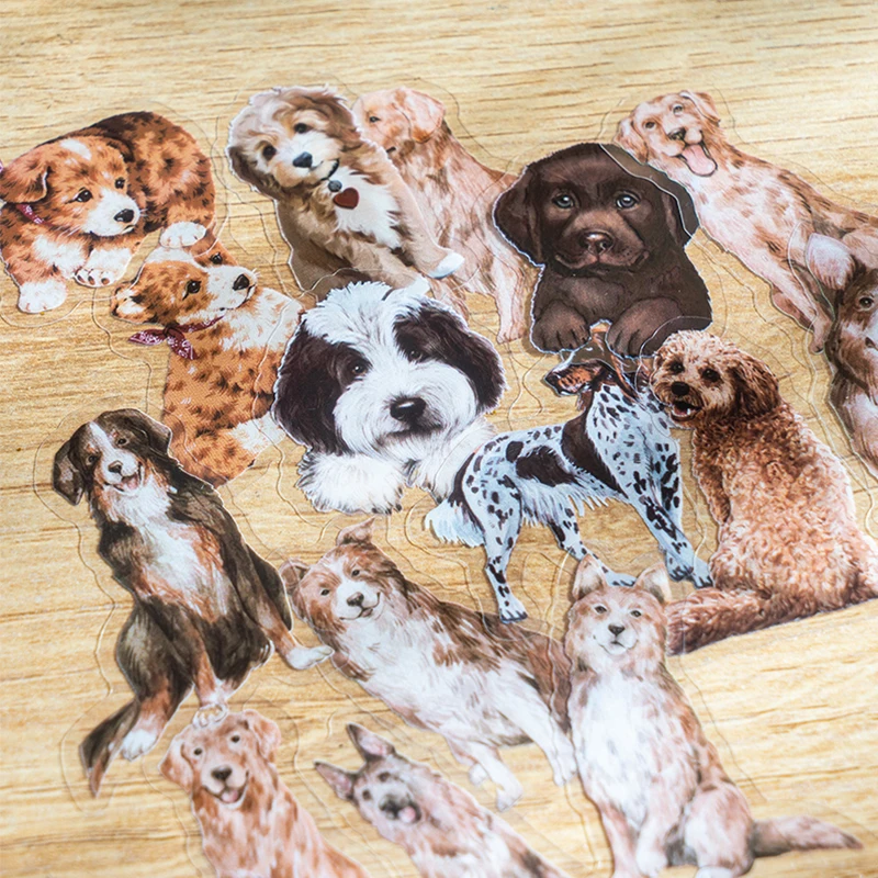

Panalisacraft 30pcs 6 styles of cute dog PET Sticker Scrapbooking paper sticker pack handmade craft paper Background pad card