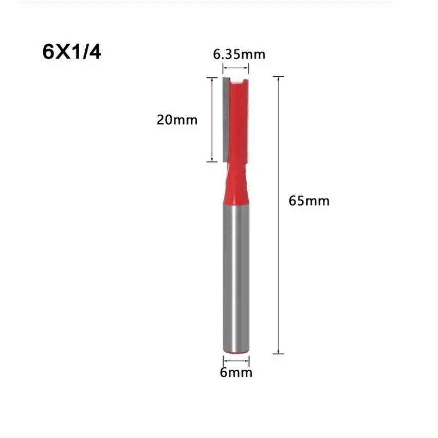

6MM Shank Milling Cutter Wood Carving Single Double Flute Straight Router Bit Hand Tools Workingwork Accessories