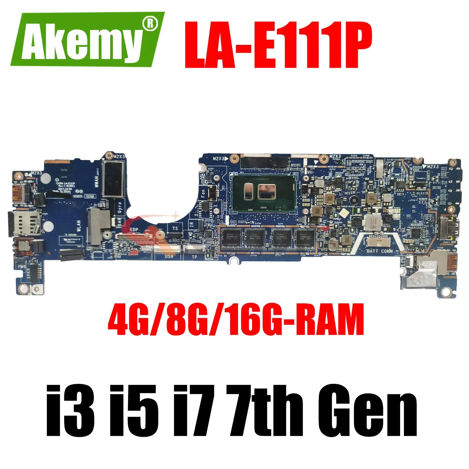 

FOR dell Latitude 12 5289 13 7389 Laptop Motherboard CN-04T8FJ 0J9XP9 Mainboard w/ i3 i5 i7 7th Gen 4G 8G or 16G RAM LA-E111P