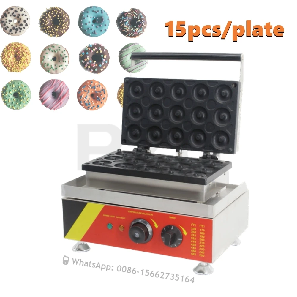 

15pcs 5cm Mini Doughnuts Electric Waffle Maker Baked Mini Donut Machine Waffle Iron Dunut Making Machine Snack Food Equipment