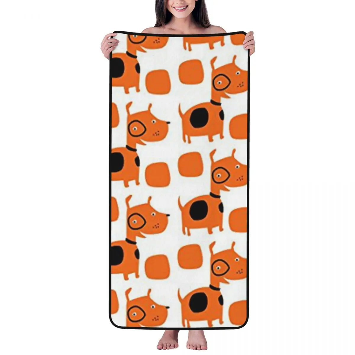 

Orange Dog Fabric Beach Towel for Adult Kids Microfiber Bath Towel Blanket for Camping Swim Pool Travel Beach Gym
