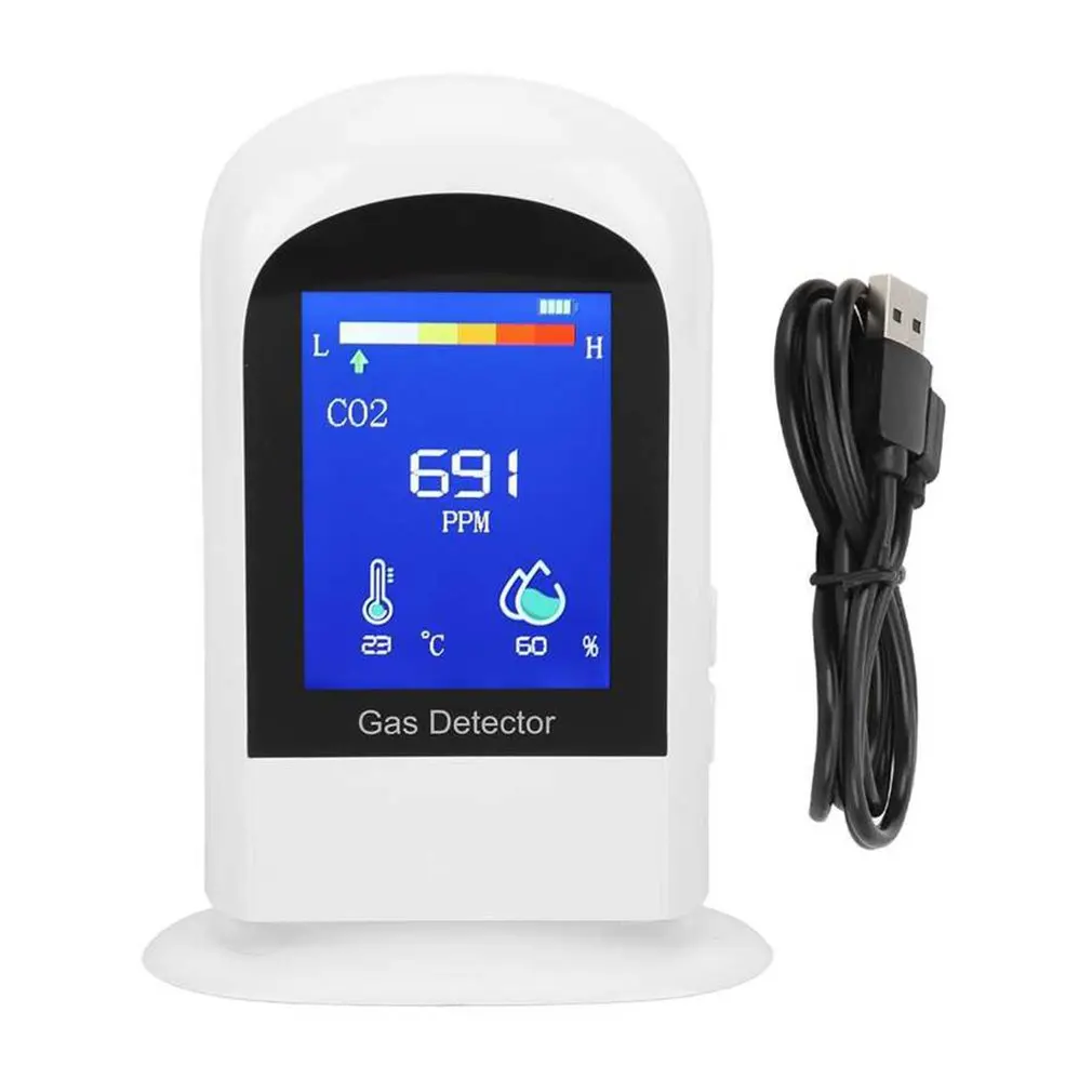 

3-in-1 Rechargeable Carbon Dioxide Air Quality Detector Digital LCD CO2 Gas Analyzer Carbon Dioxide Meter