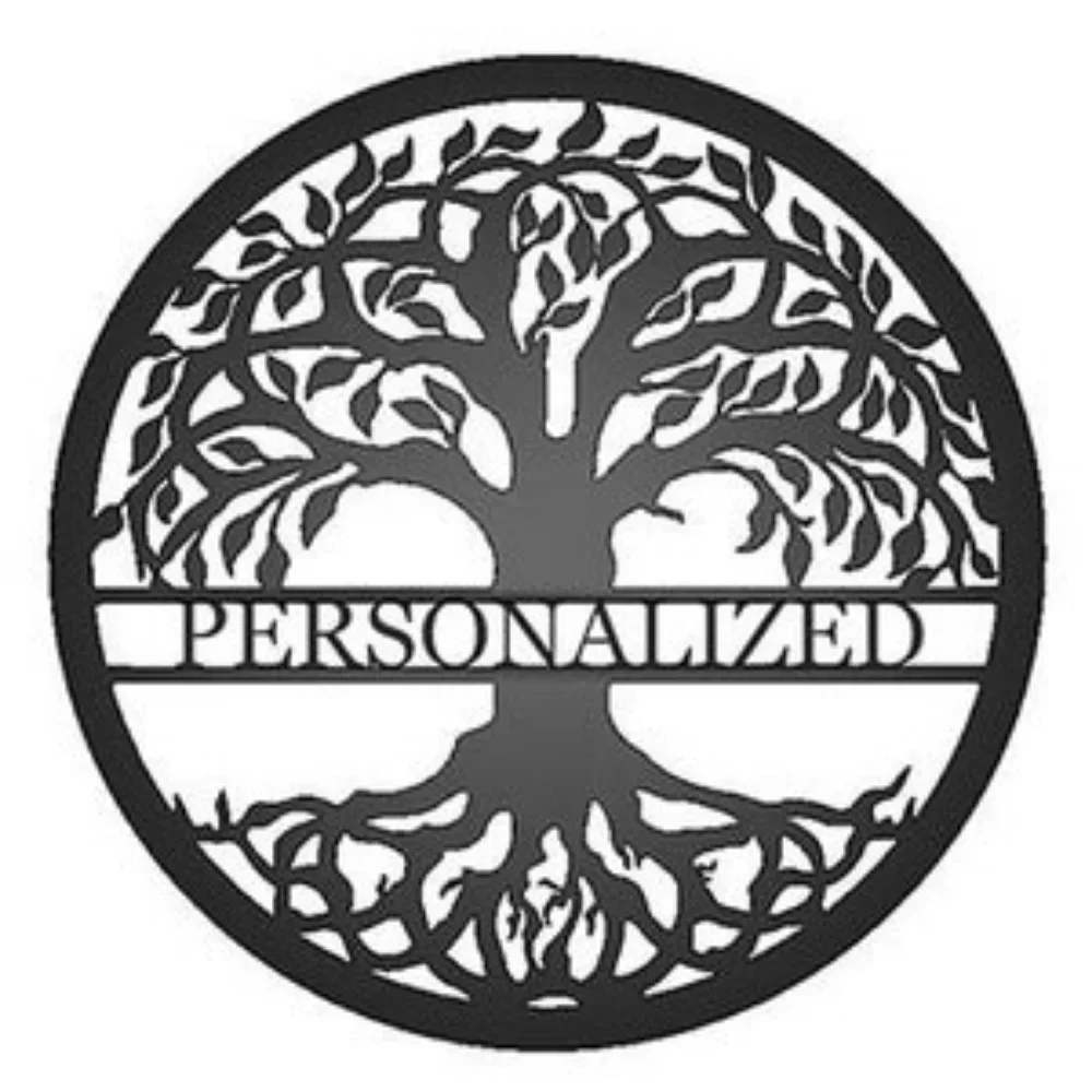 Tree Life Персонализированное имя Металлический знак Семейная монограмма Стальная