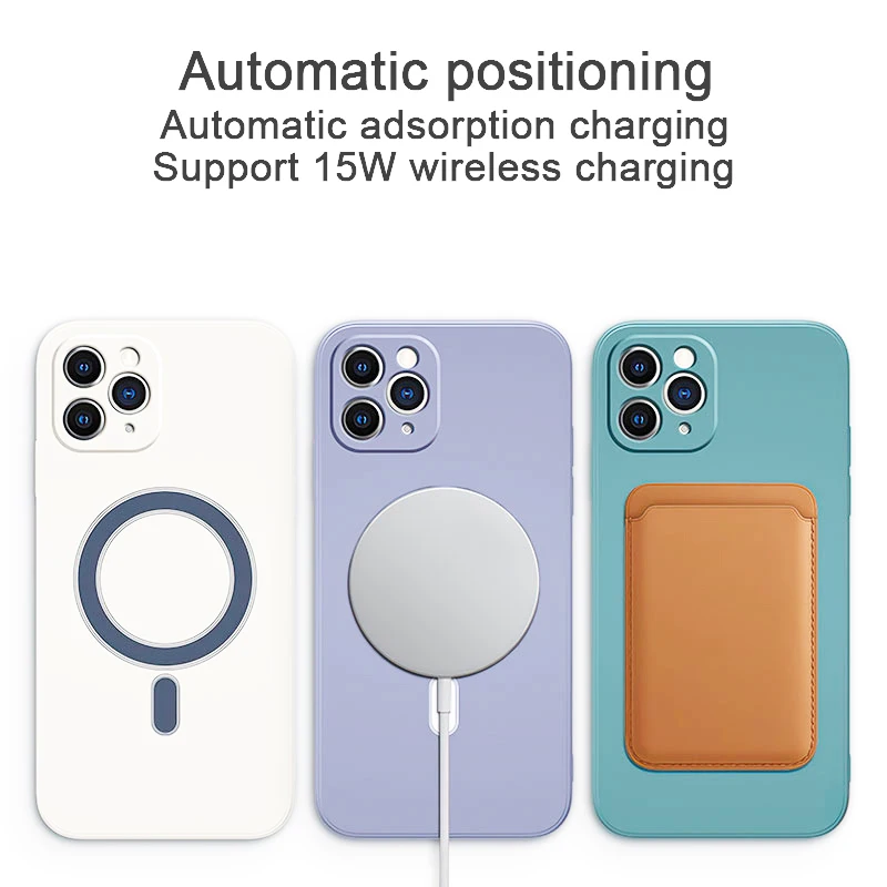 Magsafe Magnetic Wireless Charging Case For iPhone 14 13 12 11 Pro MAX 13 Mini XR X XS MAX 7 8 Plus SE 2 Liquid Silicone Cover