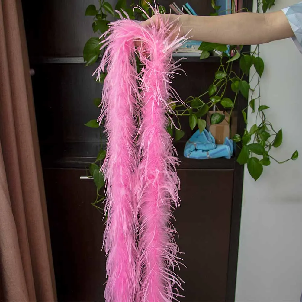

2M Natural Fluffy Ostrich Feathers Boa Plumas for DIY Wedding Party Dress Christmas Tree Decoration Crafts Ostrich Scarf Shawl