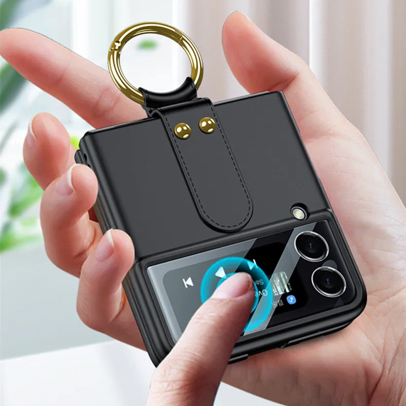 

Чехол для Samsung Galaxy Z Flip 3 Flip3 5G, защитный чехол с держателем для пальцев, объектив камеры, полная защита корпуса на flip 3